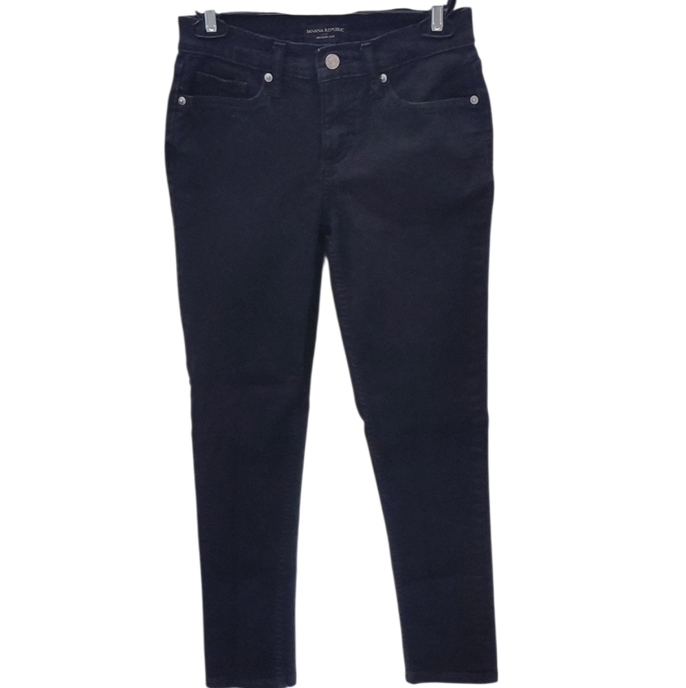 4197...Banana Republic Black Girlfriend Skinny Jeans Size 24/00Petite, 7"Rise